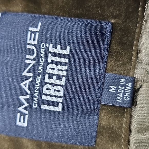 Emanuel Ungaro Liberté Dark Olive Velvet Button Front Shacket Size Medium - Picture 7 of 11